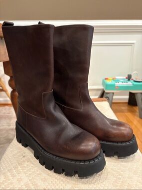Paloma Barceló Brown Leather Platform Boots